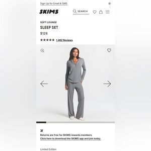 BN SKIMS PJ SET SIZE LARGE * Cozy Women's Button-Front Pajama Set - Gray*